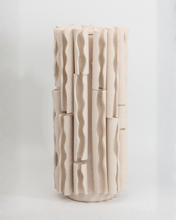 Jarrón Columnar Estrato Marfil