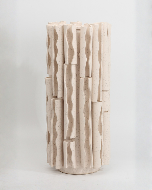 Jarrón Columnar Estrato Marfil