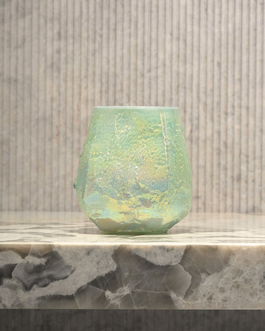 Jarrón Iridiscente Materico Blanco