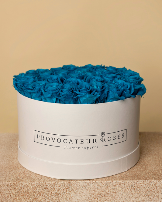 Rosas Eternas Aquamarine - Elegancia blanca