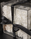 16 White Preserved Roses in Acrylic Box